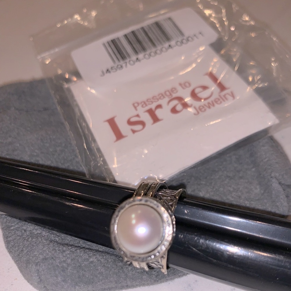 Sterling Silver Spinner Ring with Pearl